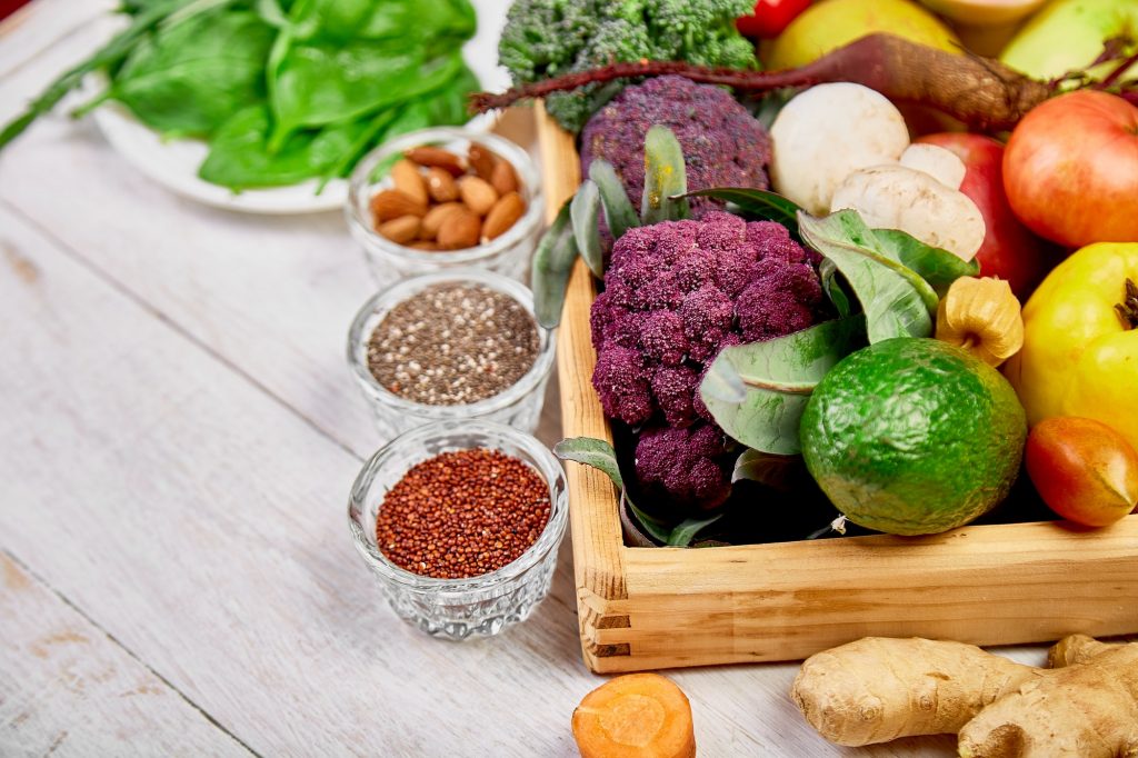 Organic food for healthy vegan nutrition. Vegetarian food