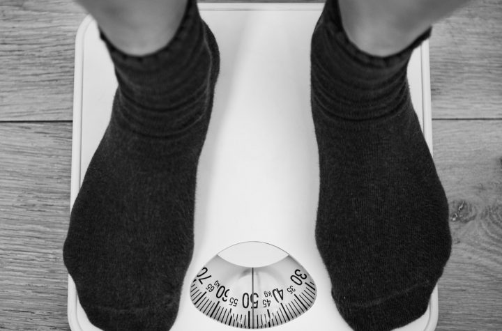 Woman on a weight scale