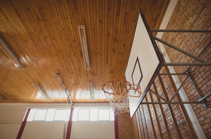 Basket ball hoop in basketball court