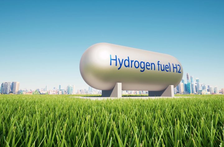 Hydrogen renewable metal fuel tank Green energy concept h2 energy storage system 3d render