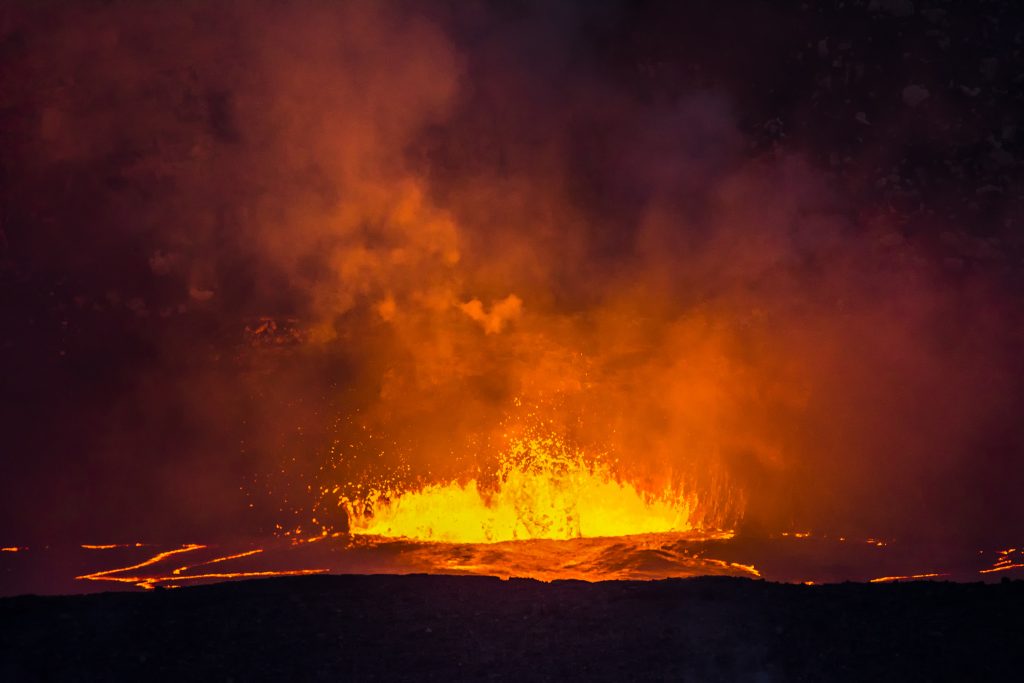 Boiling lava in Kilauea Volcano