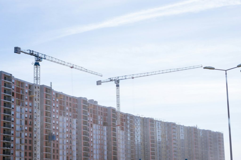 high-rise buildings under construction with