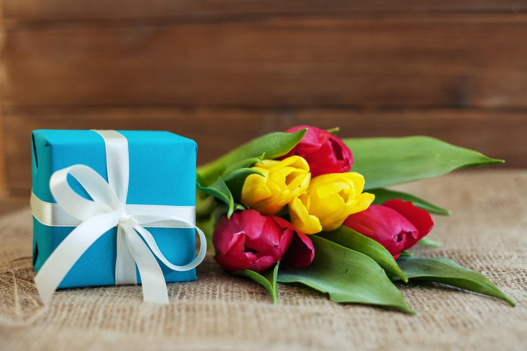 The gift of flowers. Conception holiday, March 8, birthday, Moth