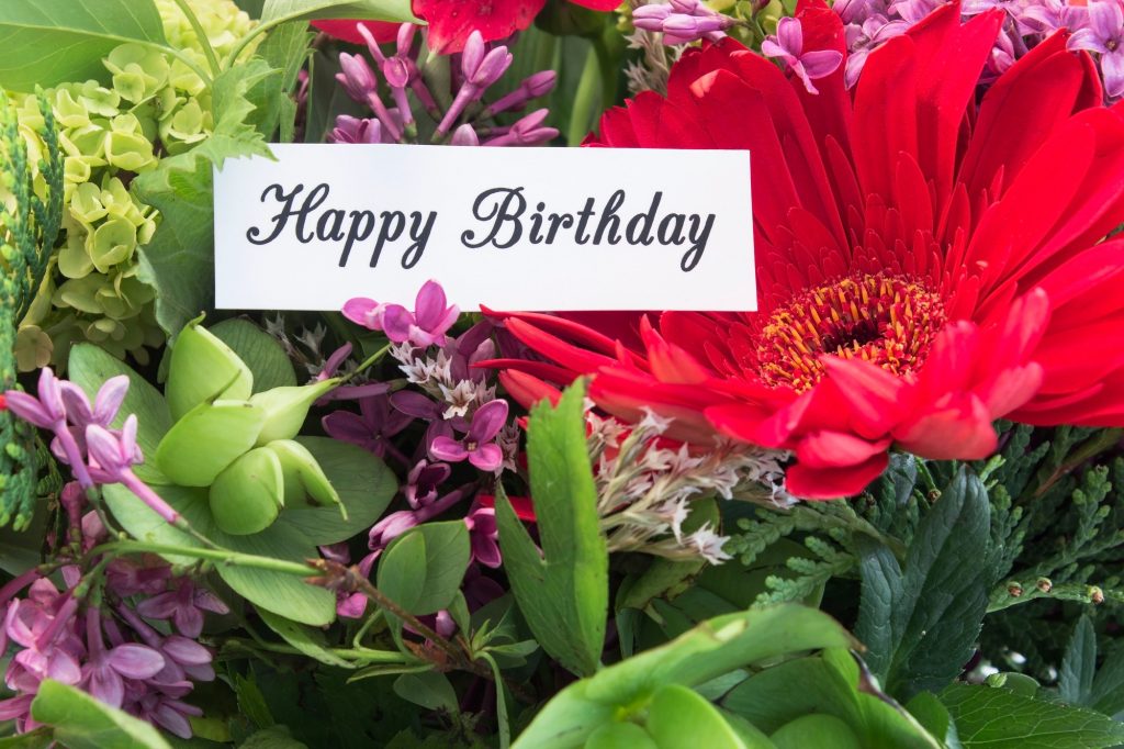 Happy Birthday Card withf Spring Flowers