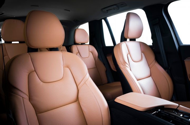 Luxury car inside. Interior of prestige modern car.